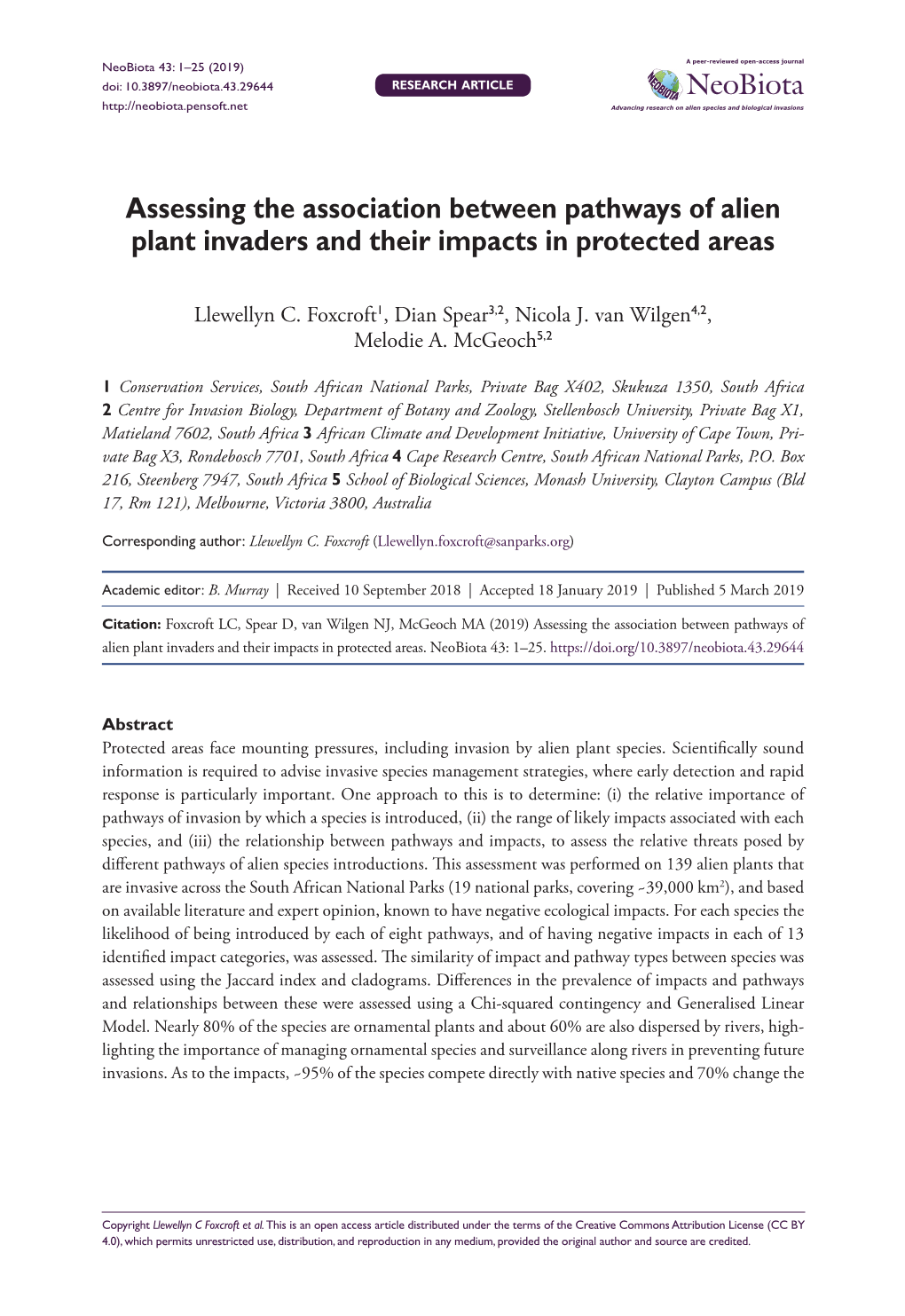 Assessing the Association Between Pathways of Alien Plant Invaders