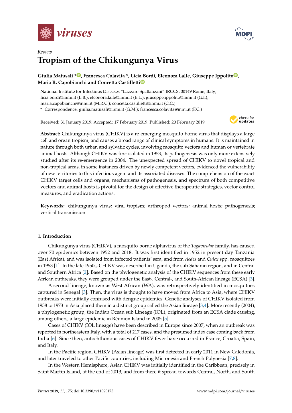 Tropism of the Chikungunya Virus