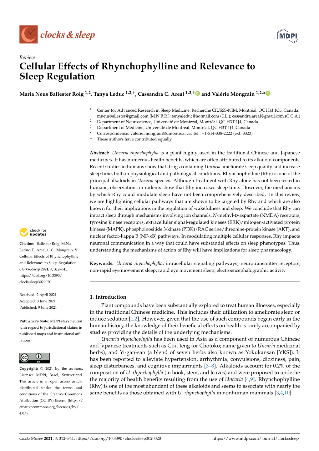 Cellular Effects of Rhynchophylline and Relevance to Sleep Regulation