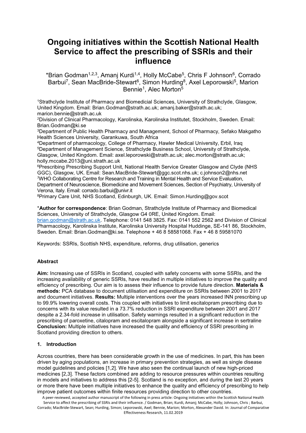 Ongoing Initiatives Within the Scottish National Health Service to Affect the Prescribing of Ssris and Their Influence