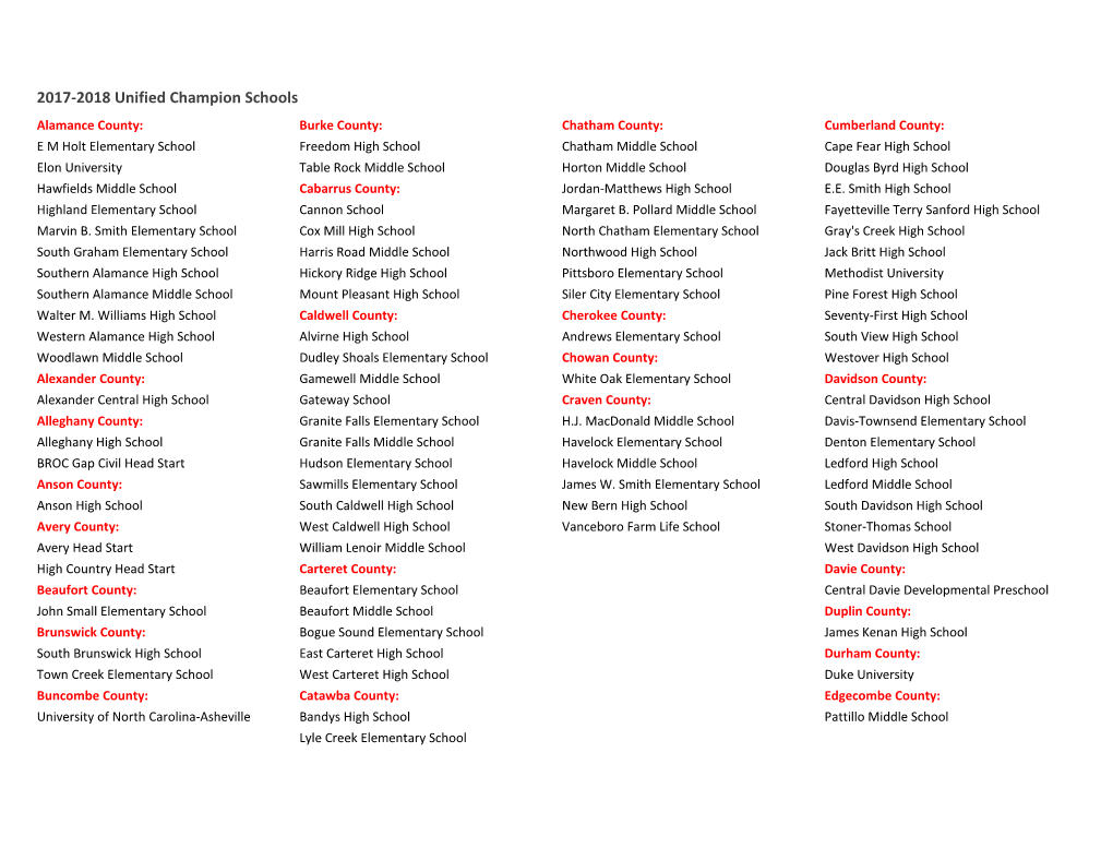 2017-2018 Unified Champion Schools