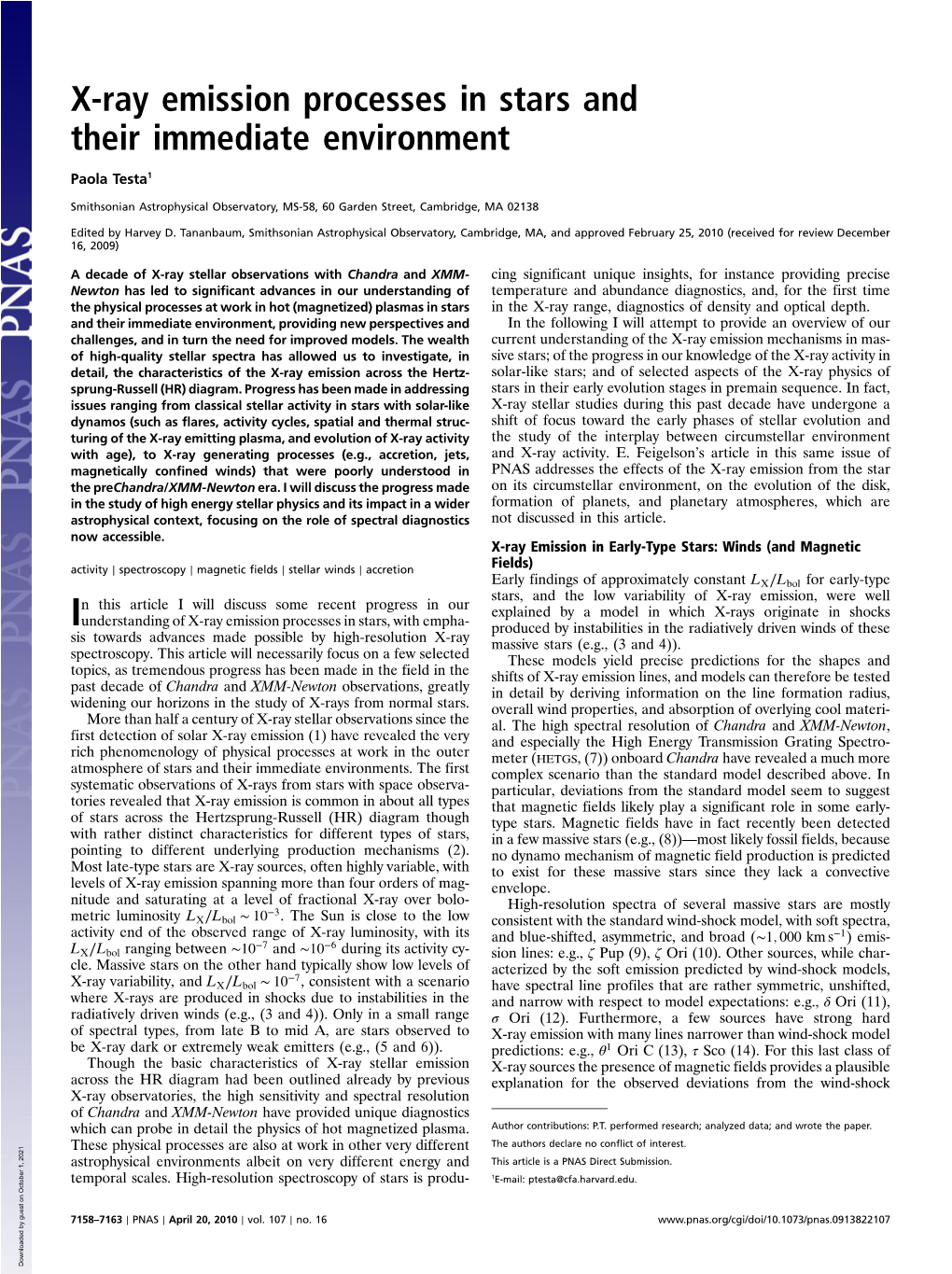 X-Ray Emission Processes in Stars and Their Immediate Environment