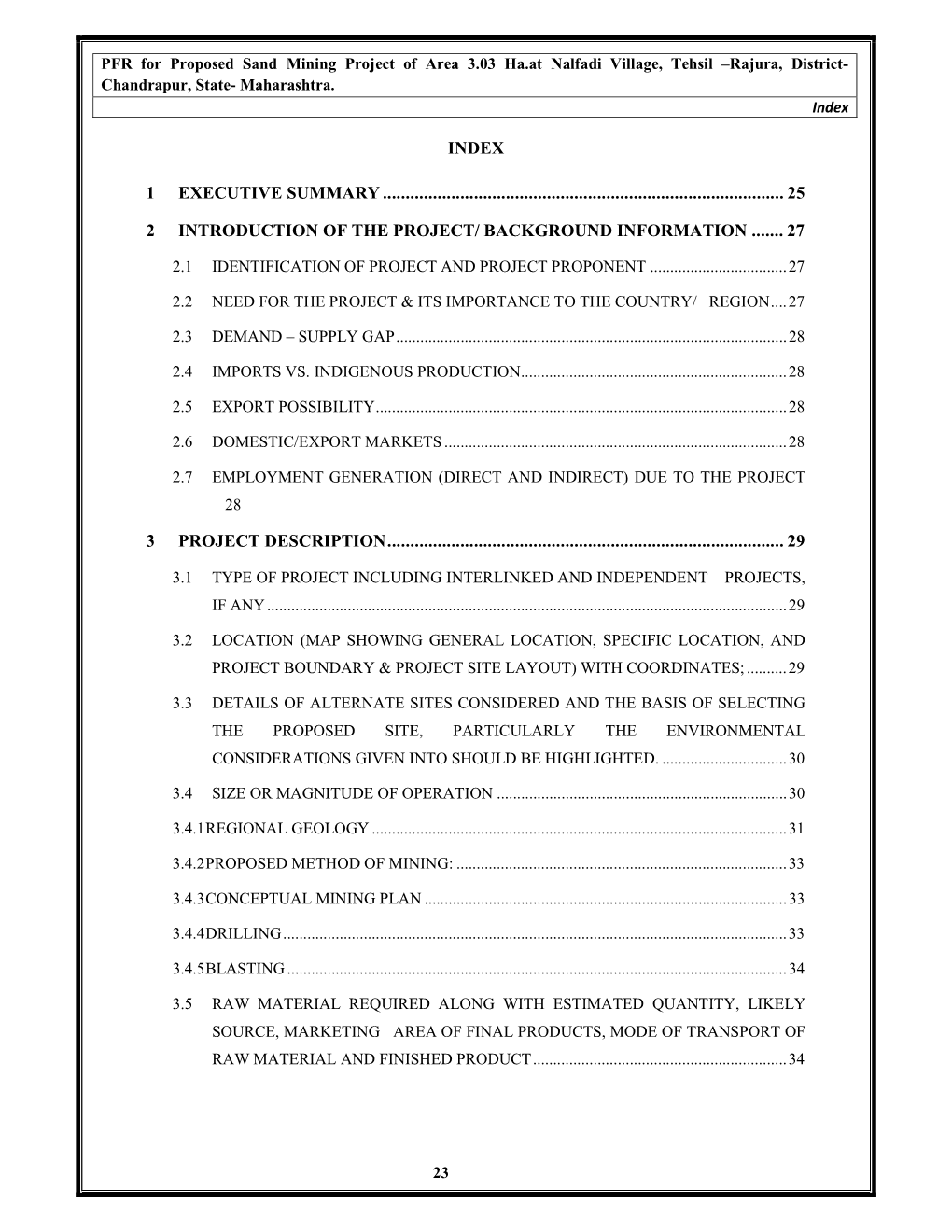 Index 1 Executive Summary