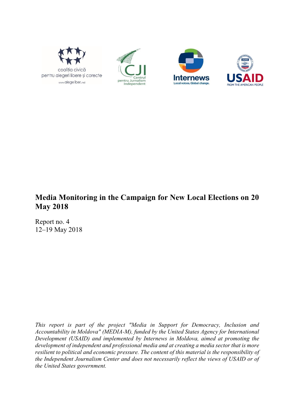 Media Monitoring in the Campaign for New Local Elections on 20 May 2018