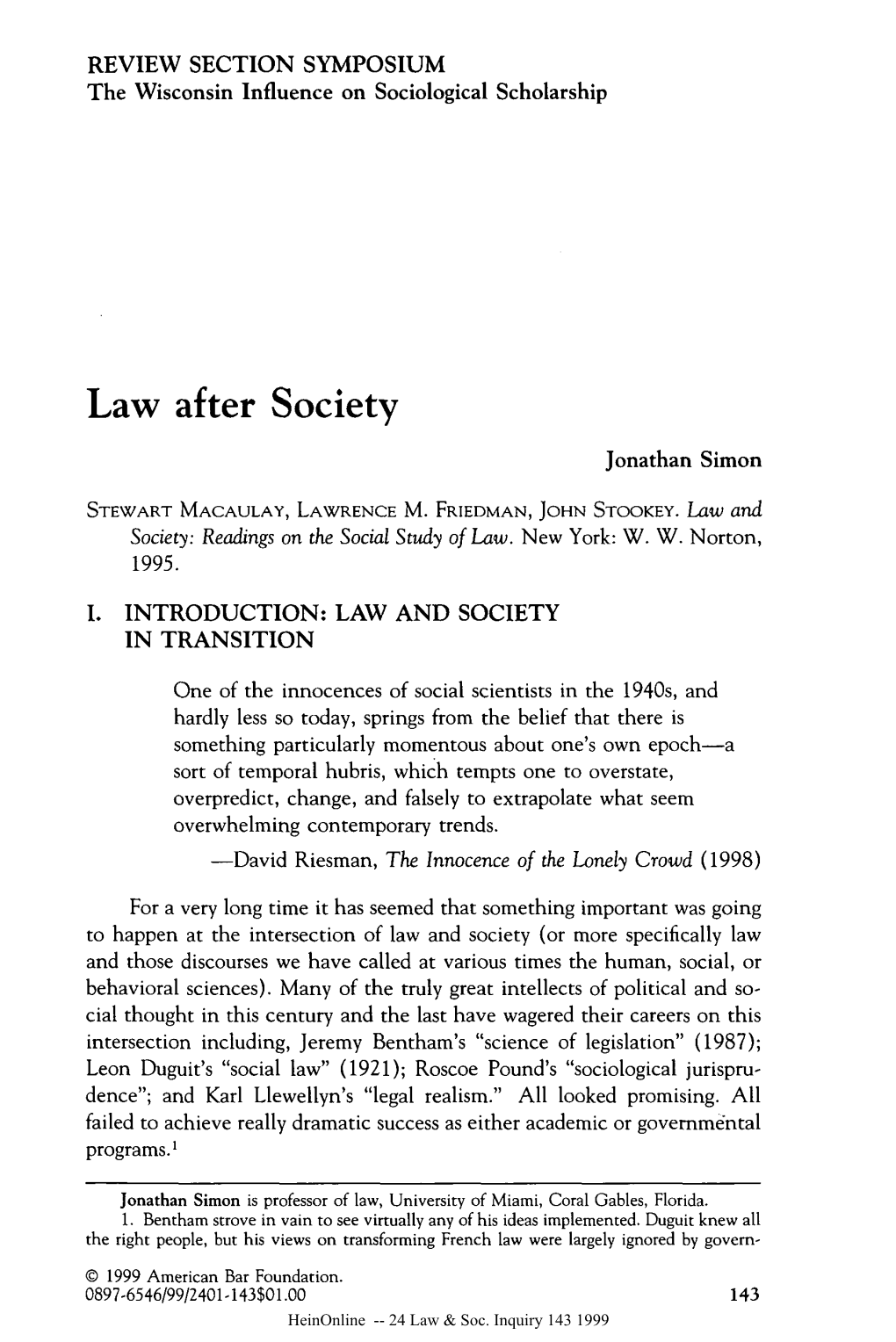 Law After Society