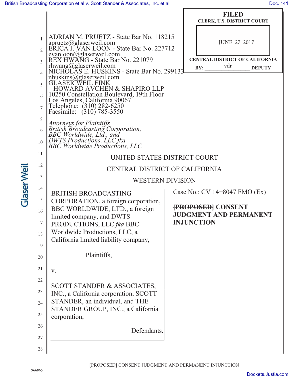 CONSENT JUDGMENT and PERMANENT INJUNCTION By