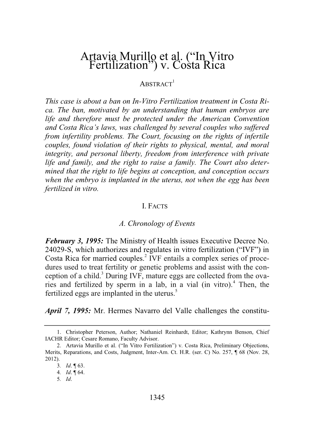 Artavia Murillo Et Al. (“In Vitro Fertilization”) V. Costa Rica