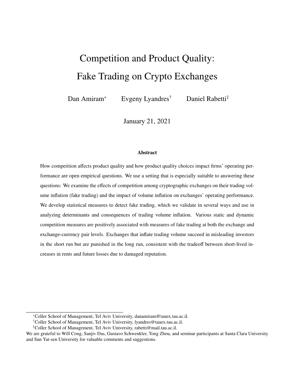 Competition and Product Quality: Fake Trading on Crypto Exchanges