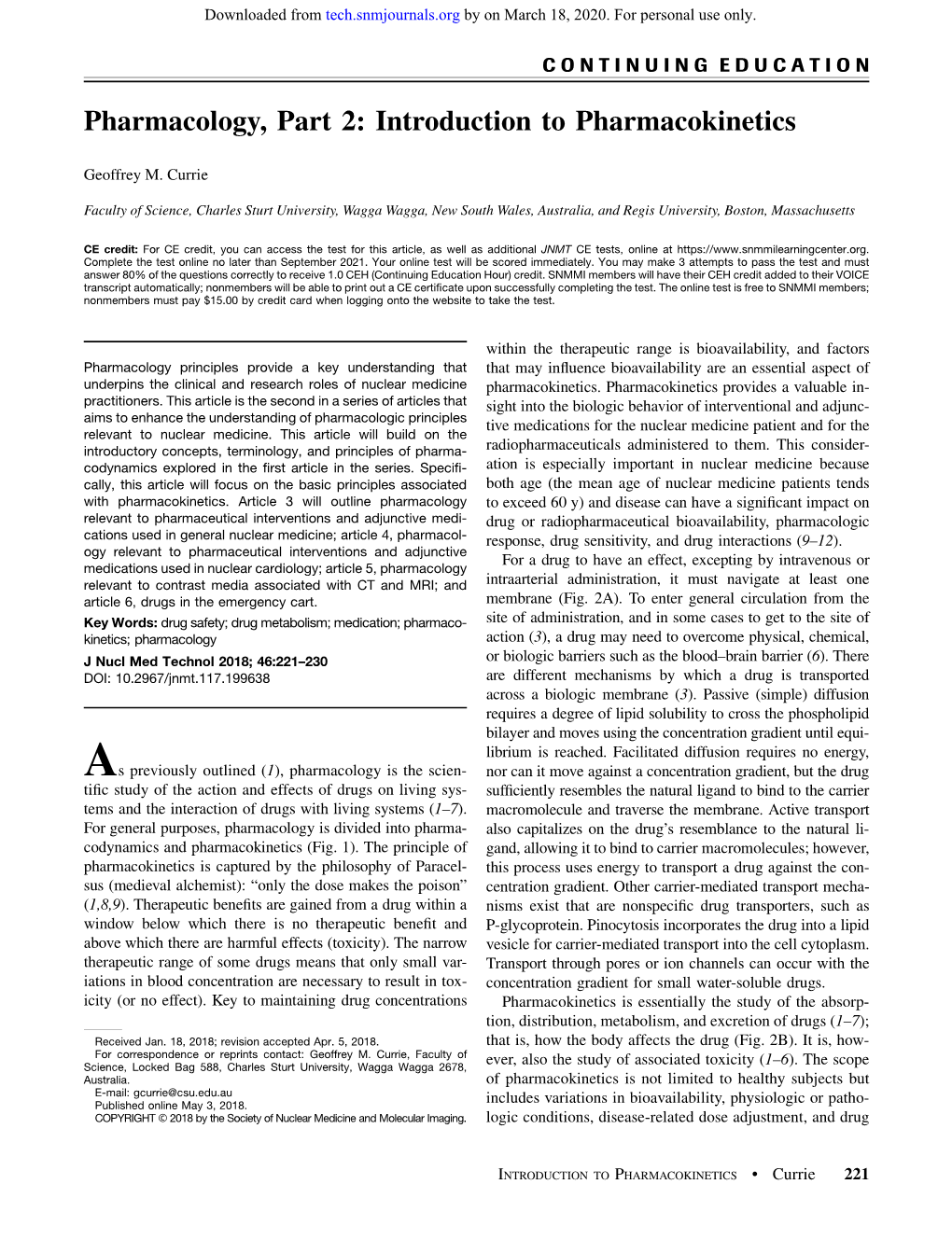 Pharmacology, Part 2: Introduction to Pharmacokinetics