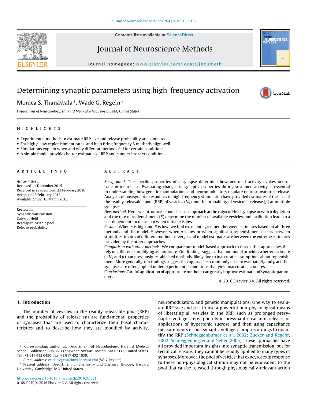 Determining Synaptic Parameters Using High-Frequency Activation