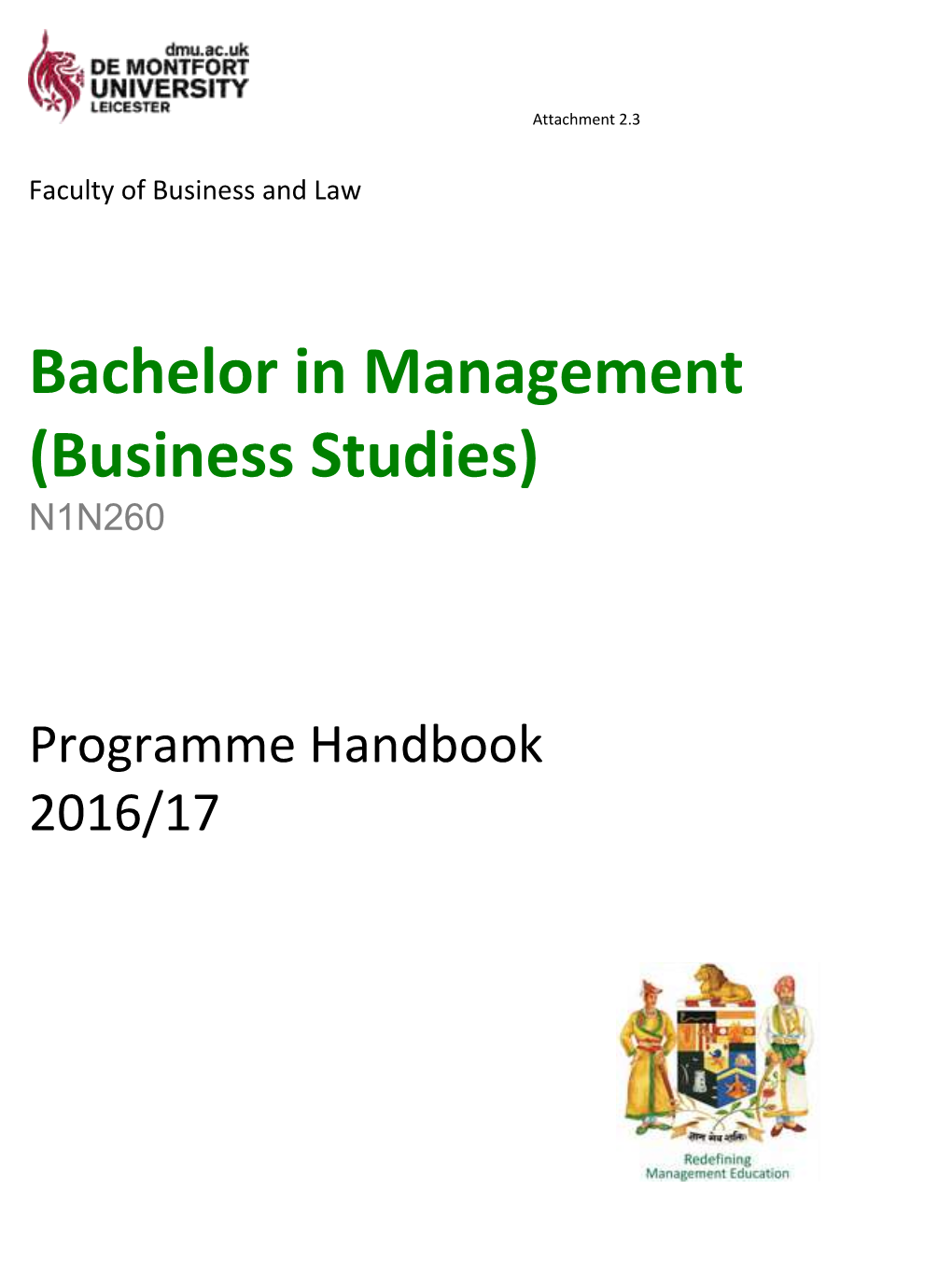 Bachelor in Management (Business Studies) N1N260