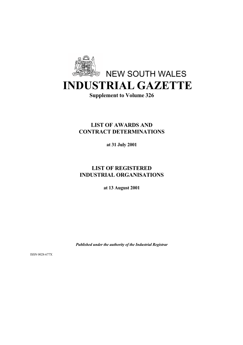 INDUSTRIAL GAZETTE Supplement to Volume 326