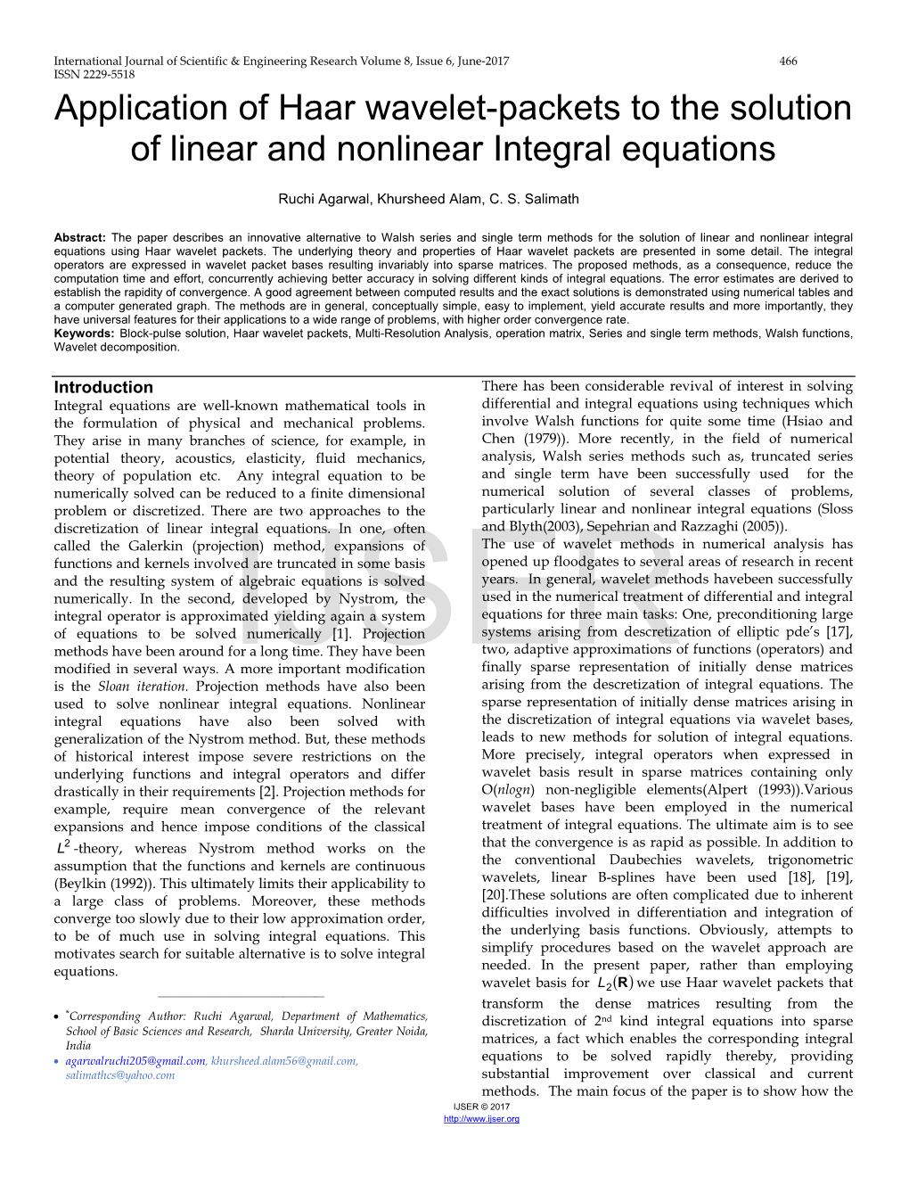 Application of Haar Wavelet-Packets to the Solution of Linear and Nonlinear Integral Equations