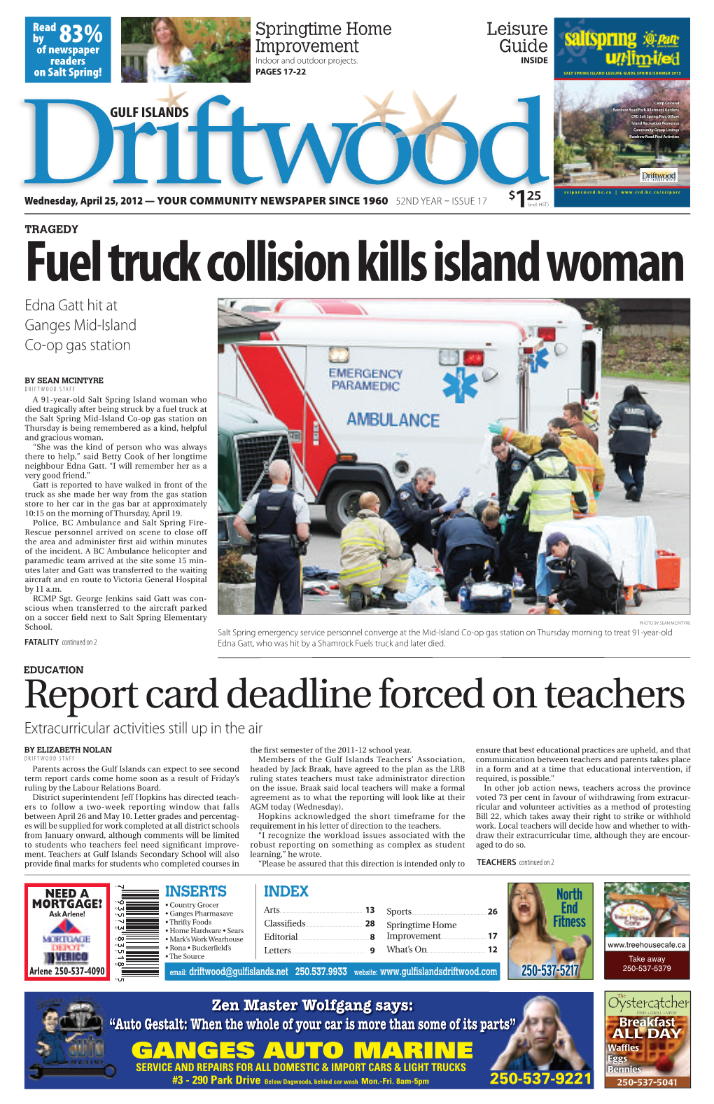 Fuel Truck Collision Kills Island Woman Edna Gatt Hit at Ganges Mid-Island Co-Op Gas Station