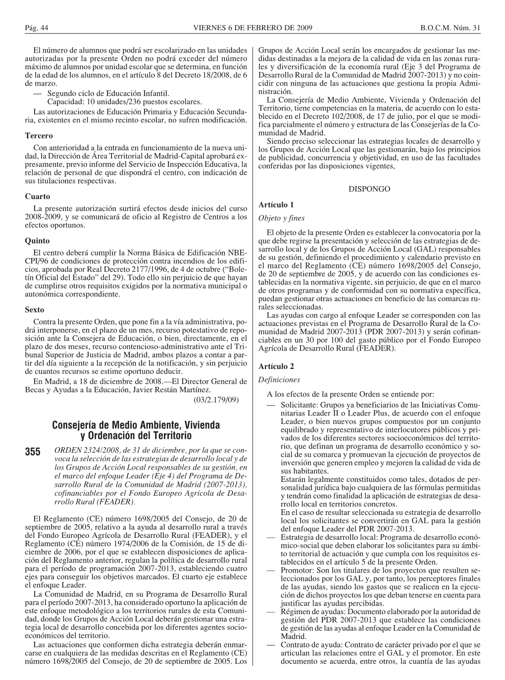 Consejería De Medio Ambiente, Vivienda Y Ordenación Del Territorio