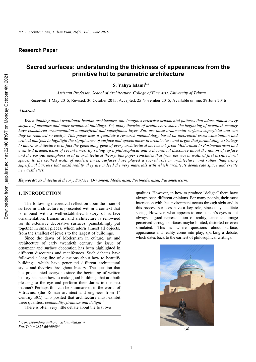 Understanding the Thickness of Appearances from the Primitive Hut to Parametric Architecture