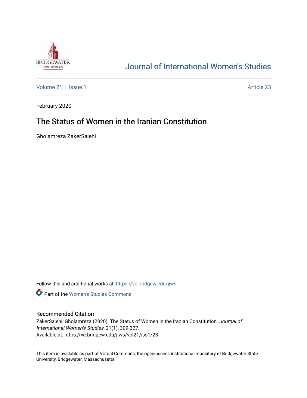 The Status of Women in the Iranian Constitution