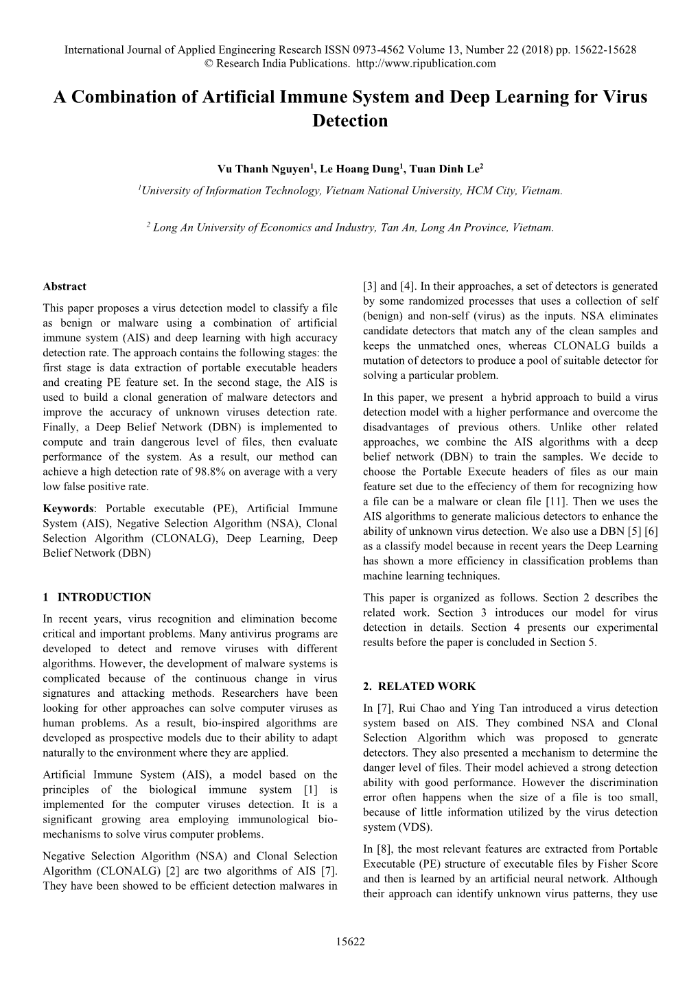 A Combination of Artificial Immune System and Deep Learning for Virus Detection