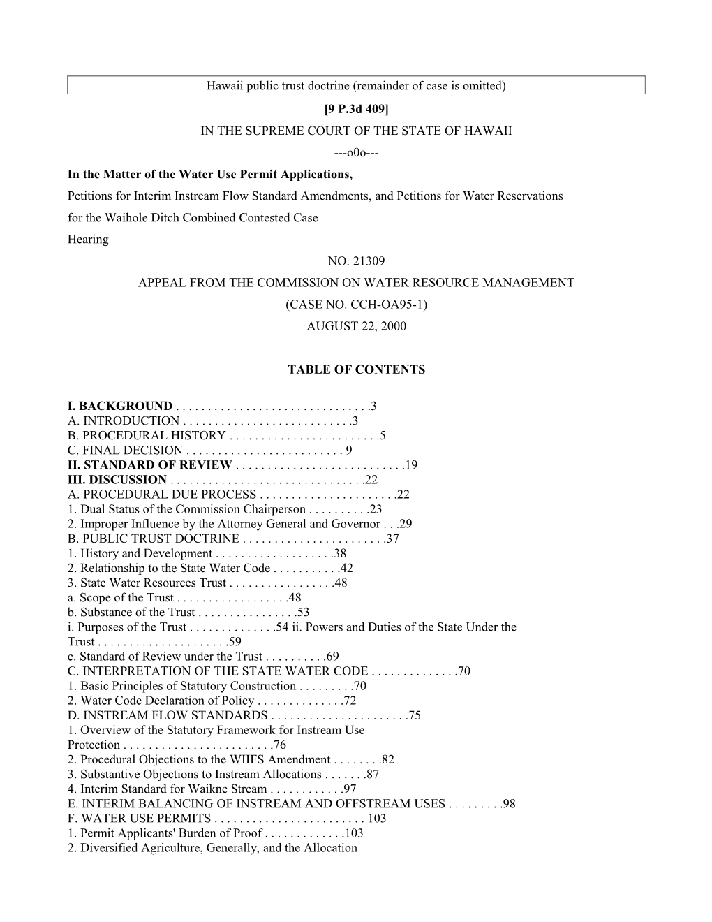 Hawaii Public Trust Doctrine (Remainder Of Case Is Omitted)