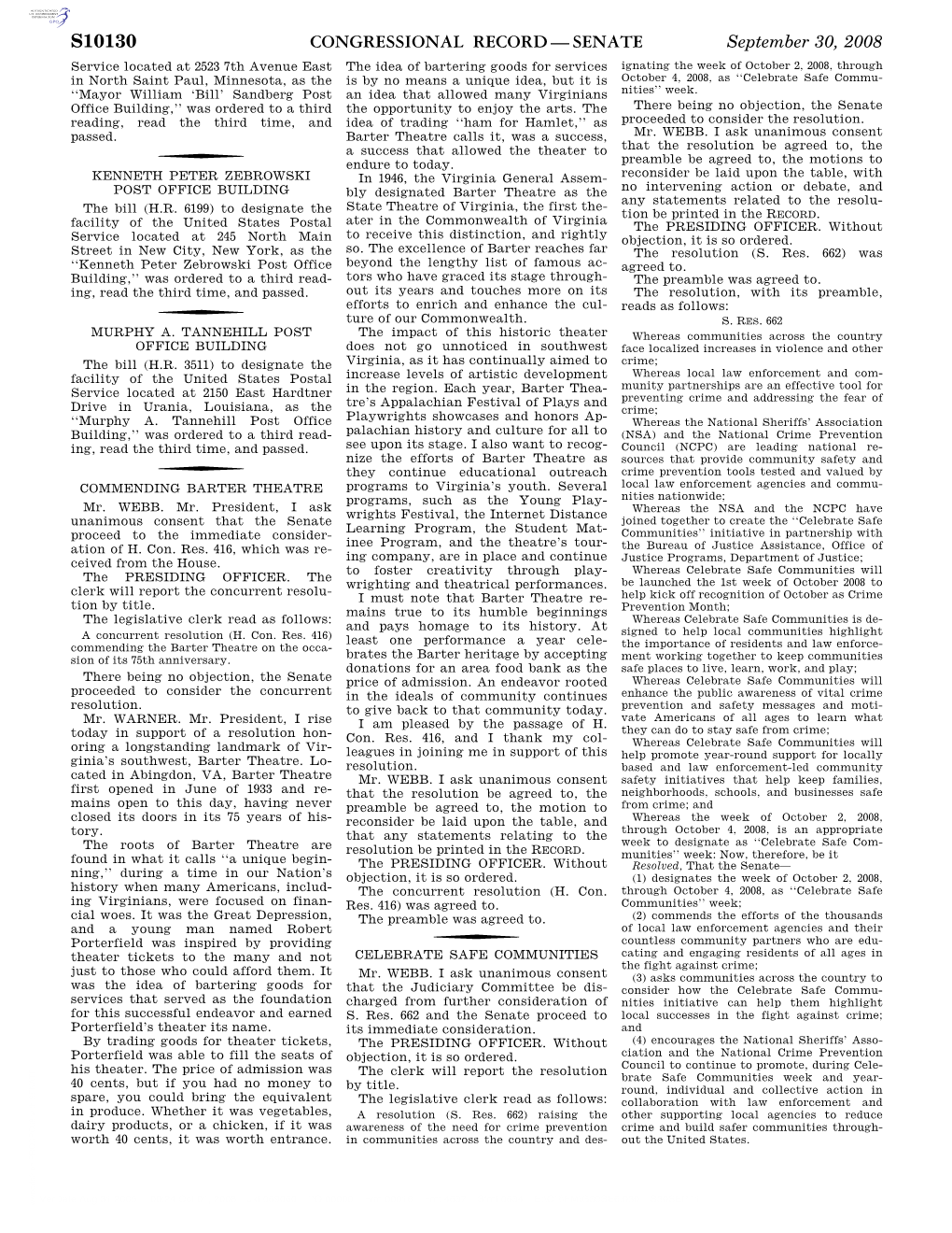 Congressional Record—Senate S10130