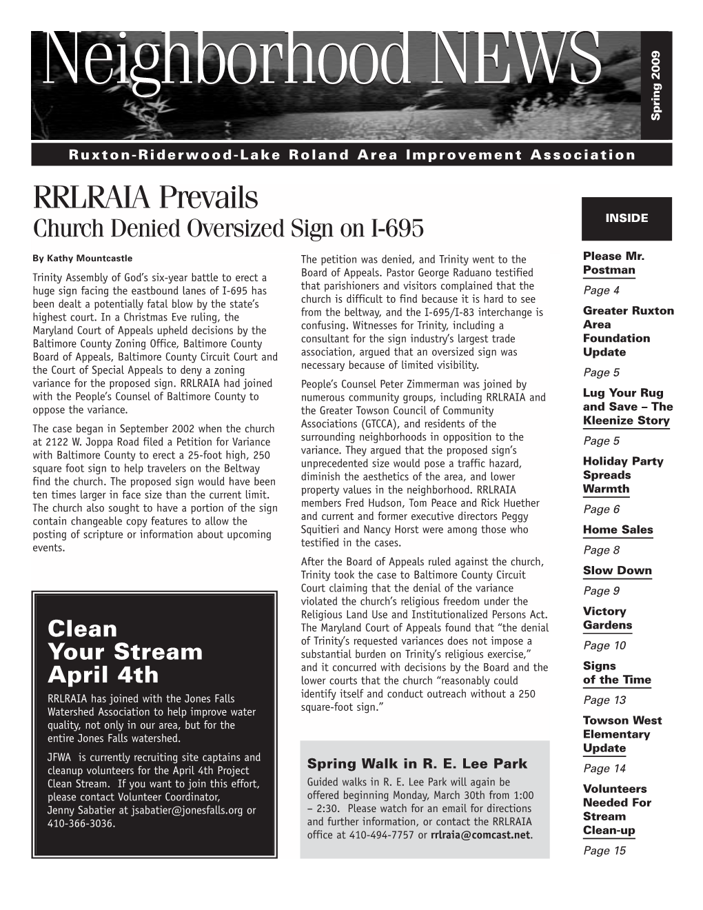 Neighborhood NEWS Spring 2009