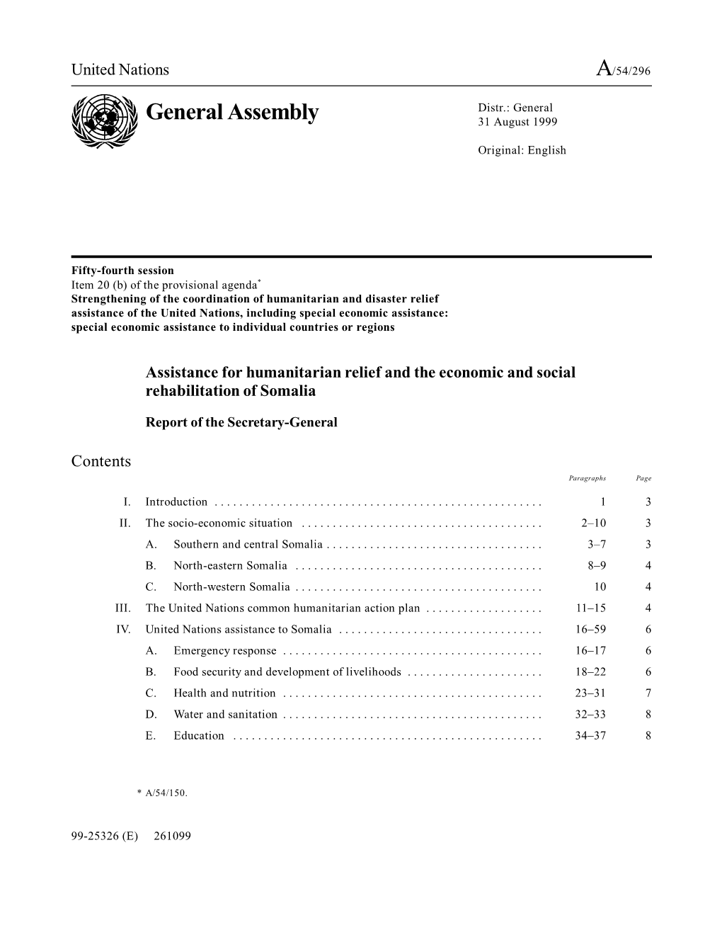 General Assembly 31 August 1999