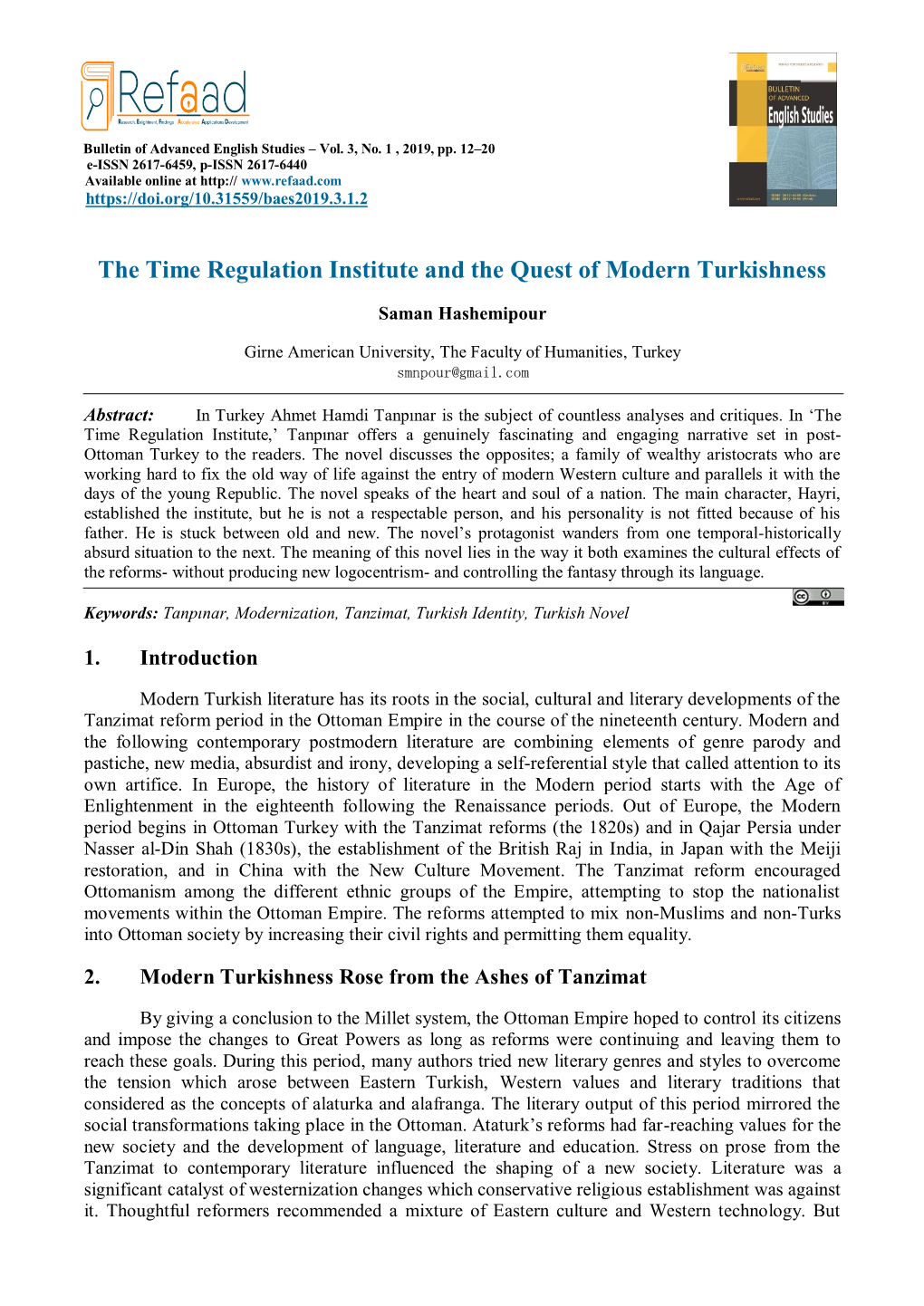 The Time Regulation Institute and the Quest of Modern Turkishness