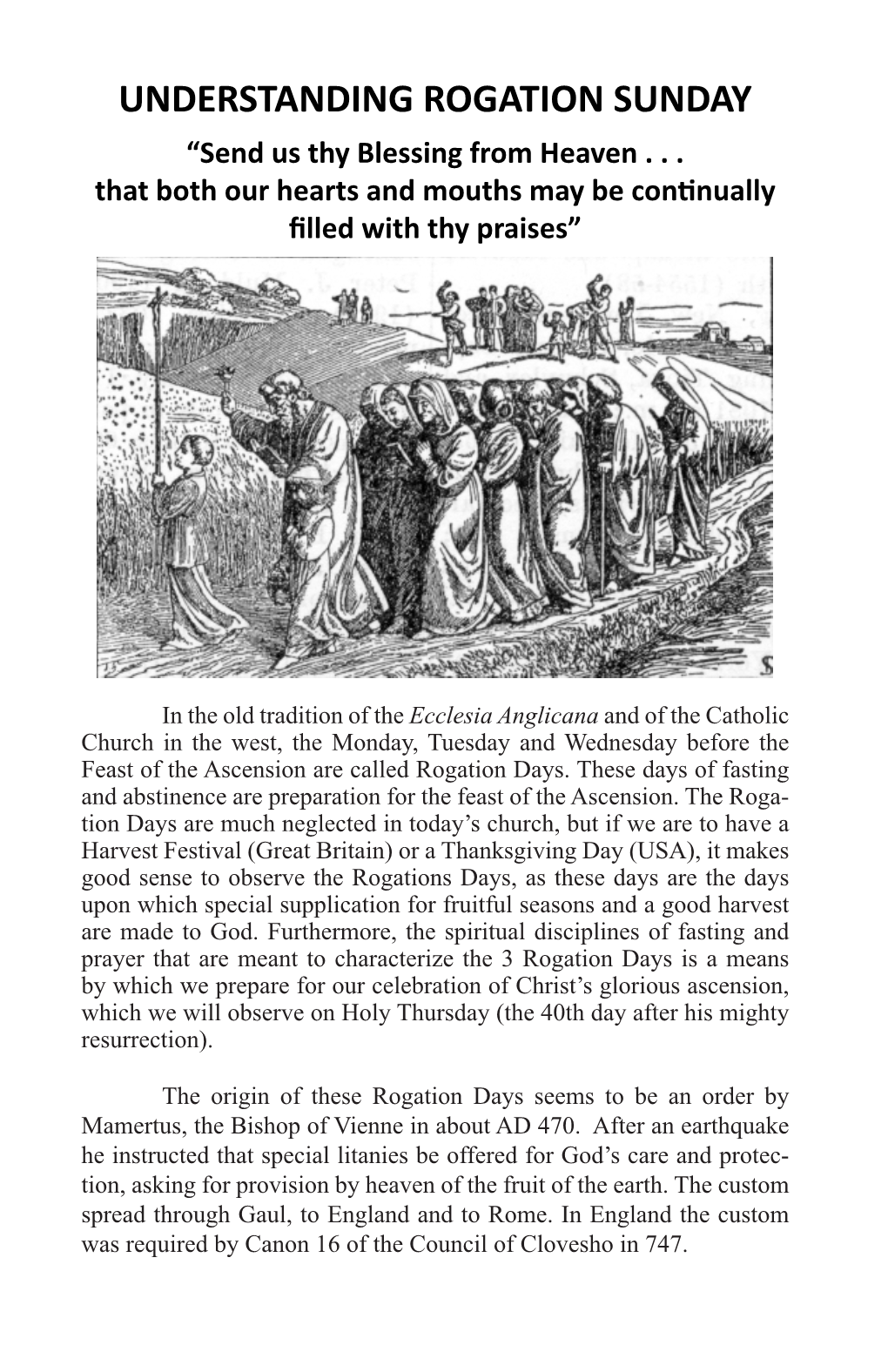 UNDERSTANDING ROGATION SUNDAY “Send Us Thy Blessing from Heaven