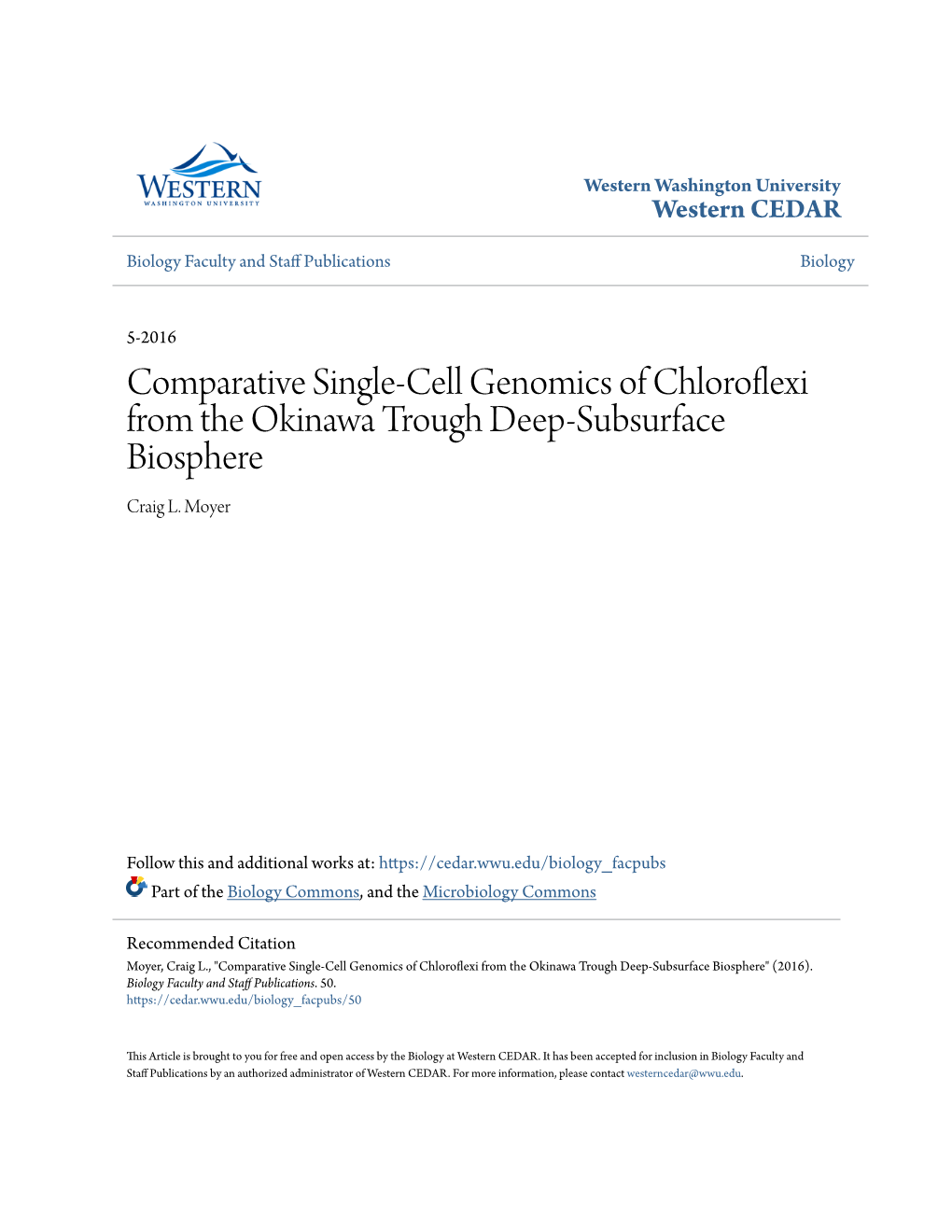 Comparative Single-Cell Genomics of Chloroflexi from the Okinawa Trough Deep-Subsurface Biosphere Craig L