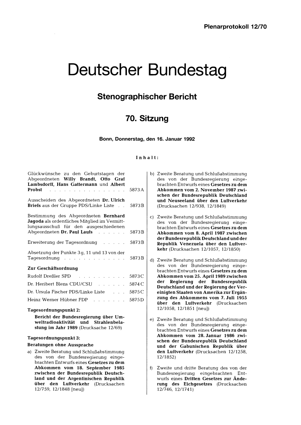 Stenographischer Bericht 70. Sitzung