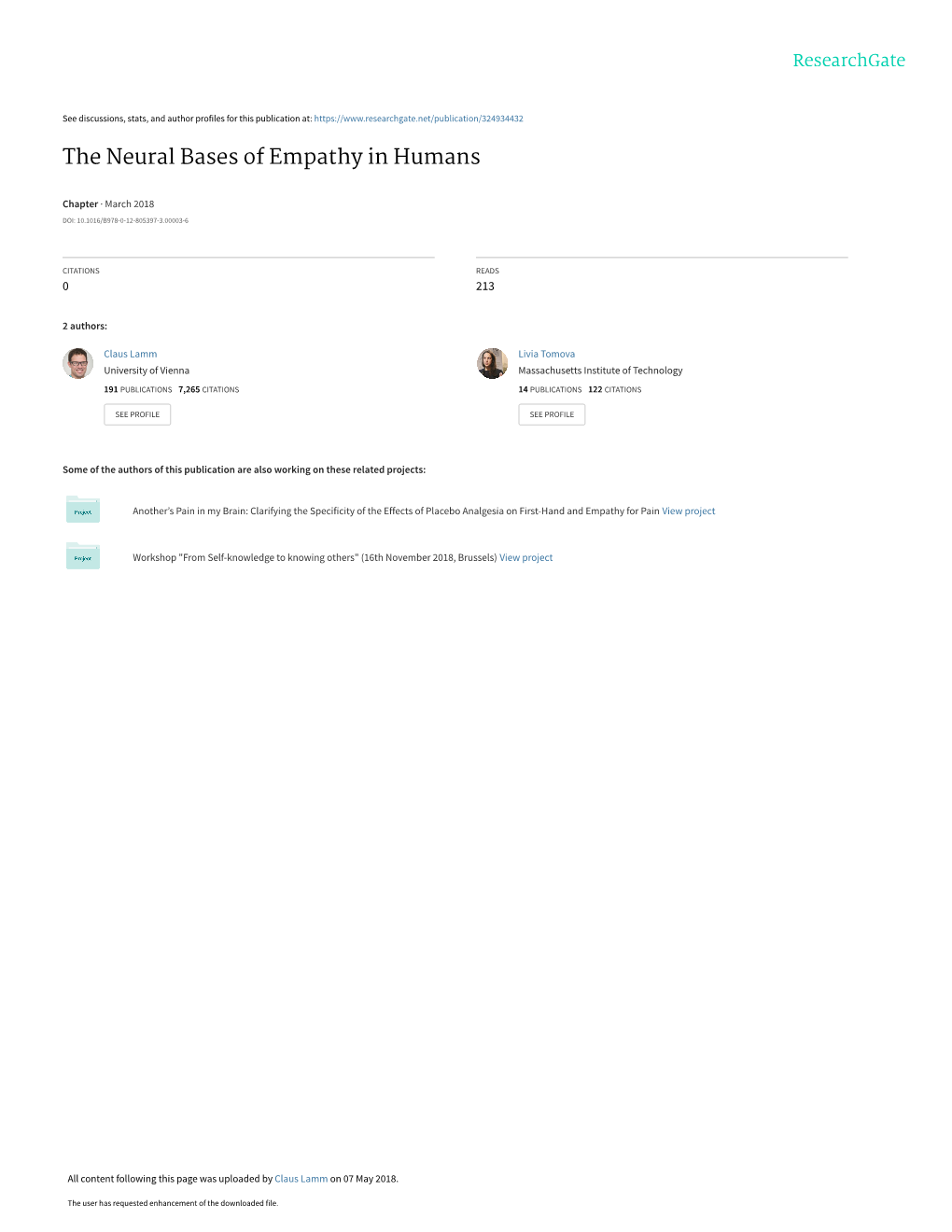 The Neural Bases of Empathy in Humans