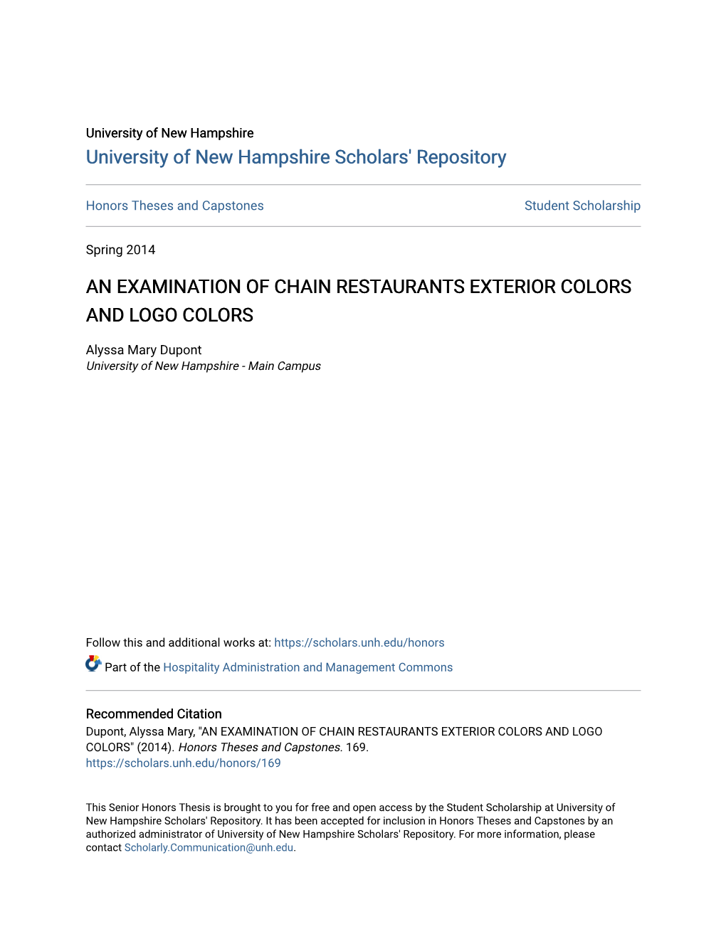 An Examination of Chain Restaurants Exterior Colors and Logo Colors