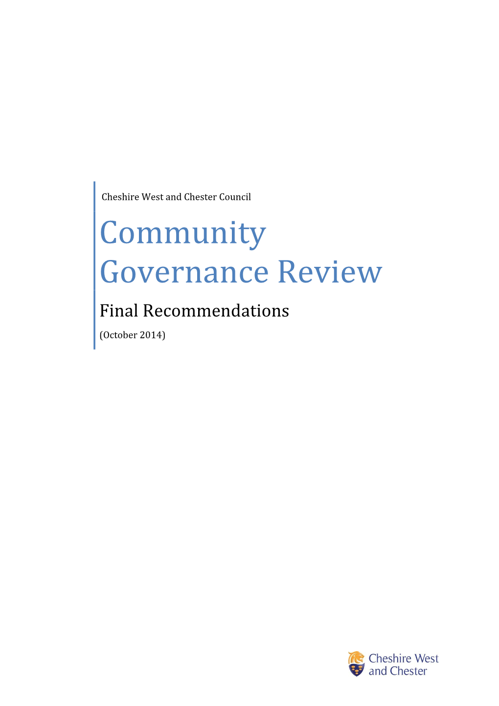 Community Governance Review Final Recommendations