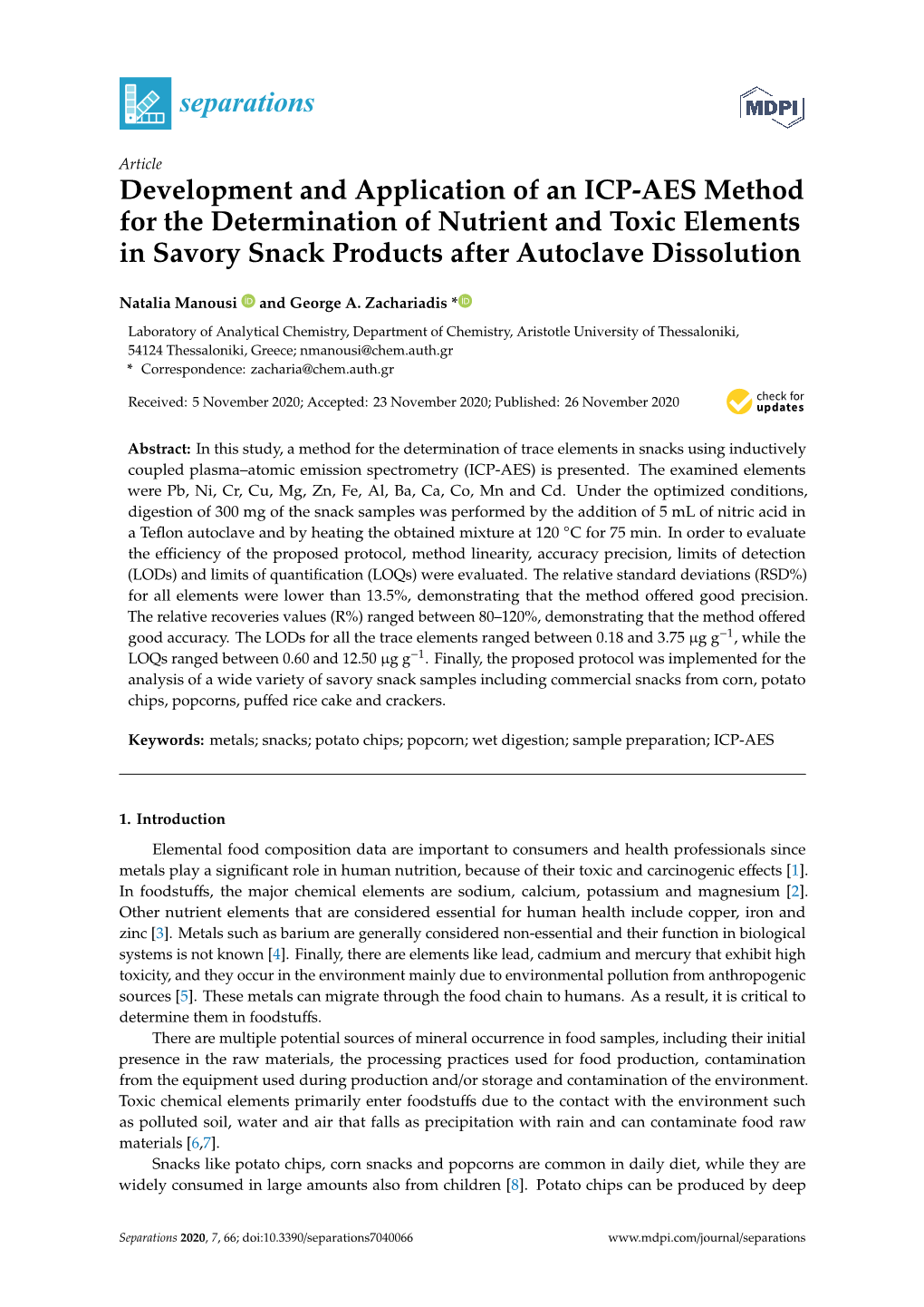 Development and Application of an ICP-AES Method for the Determination of Nutrient and Toxic Elements in Savory Snack Products After Autoclave Dissolution