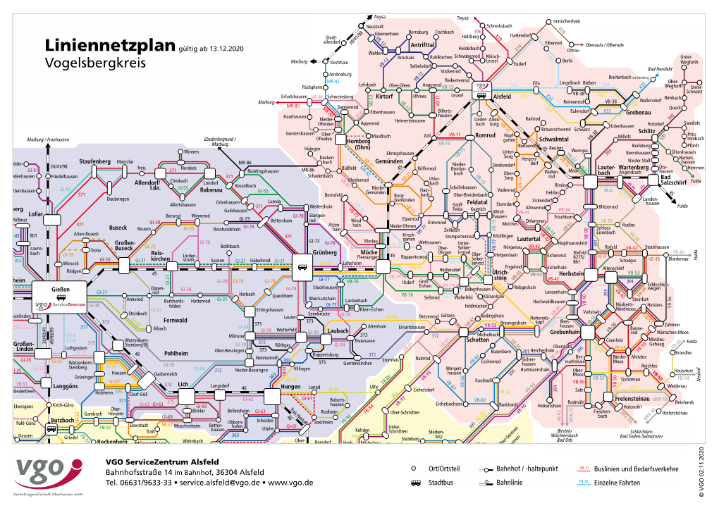 Liniennetzplan Vogelsbergkreis