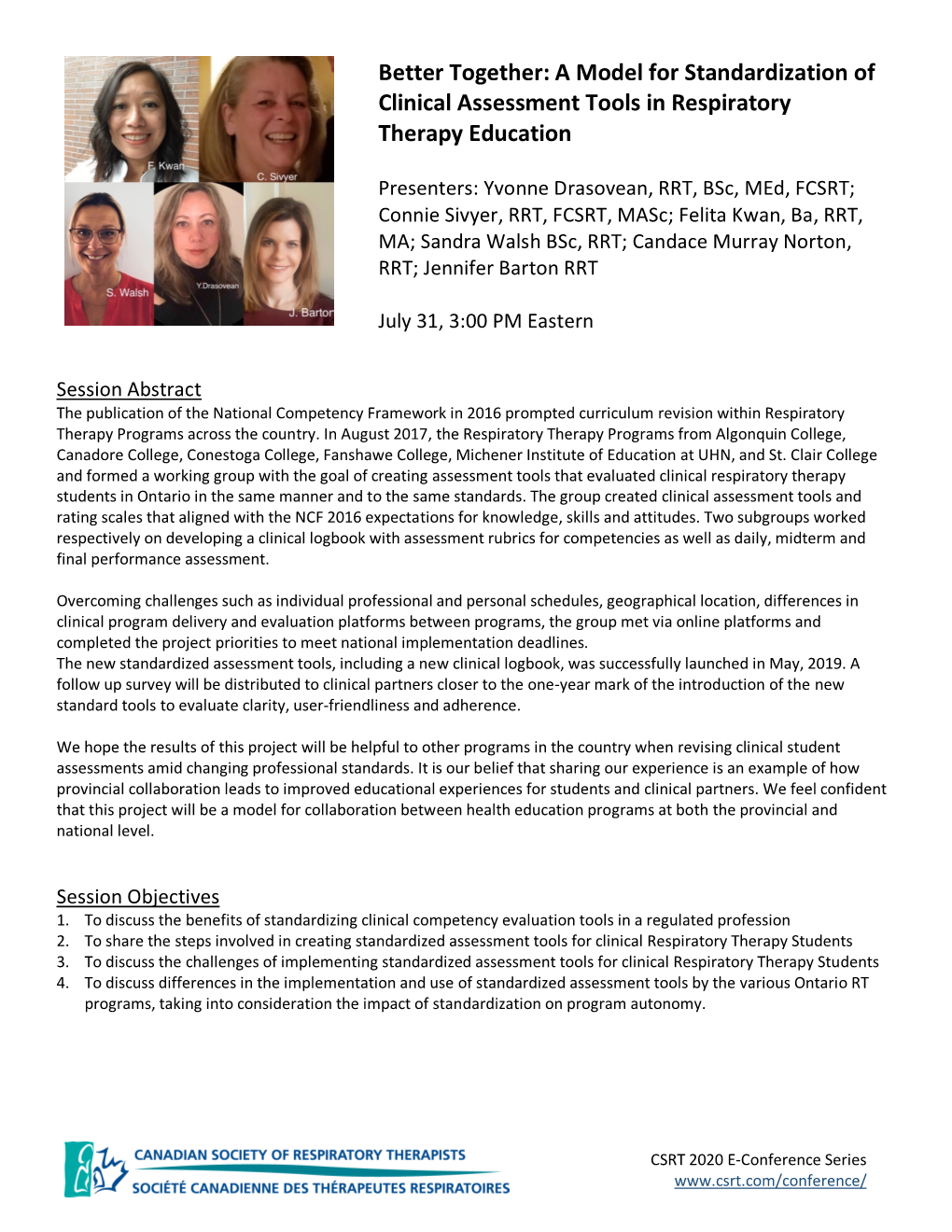 A Model for Standardization of Clinical Assessment Tools in Respiratory Therapy Education