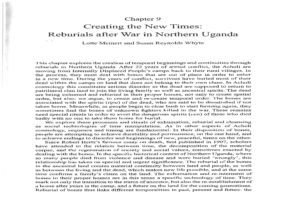 Creating the New Times: Reburials Aller War in Northern Uganda