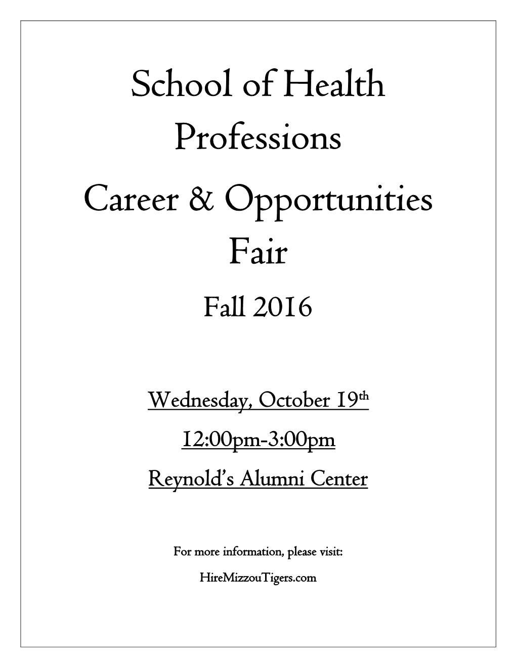 School of Health Professions Career & Opportunities Fair