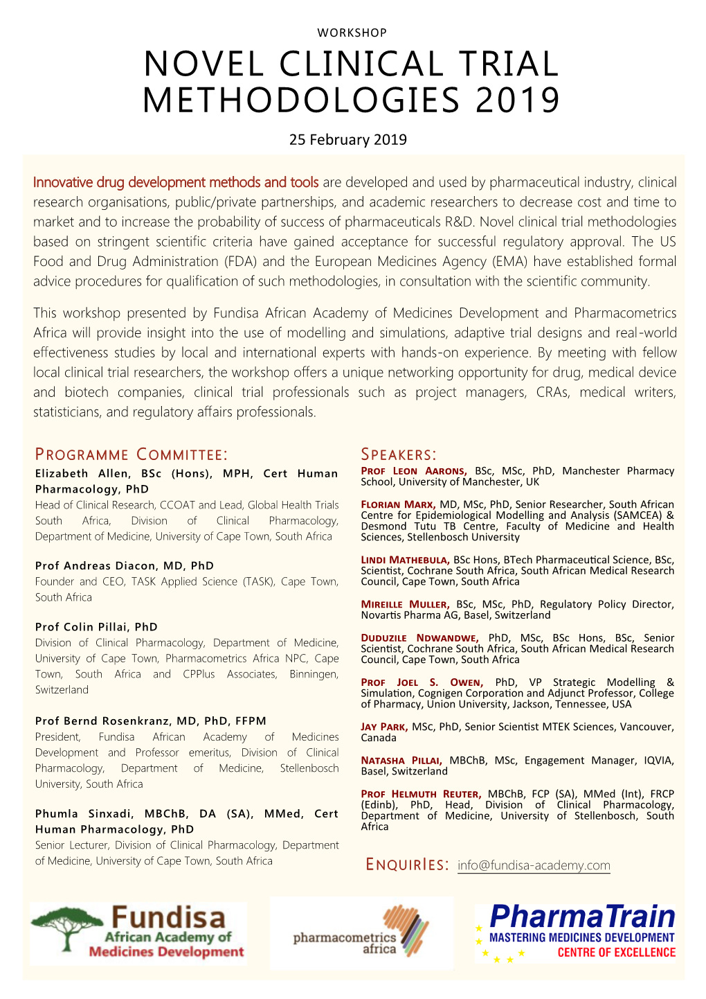 Clinical Trial Methodologies Workshop 2019