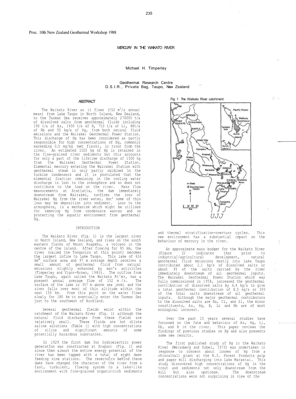 Proc. 10Th New Zealand Geothermal Workshop 1988 the Waikato River