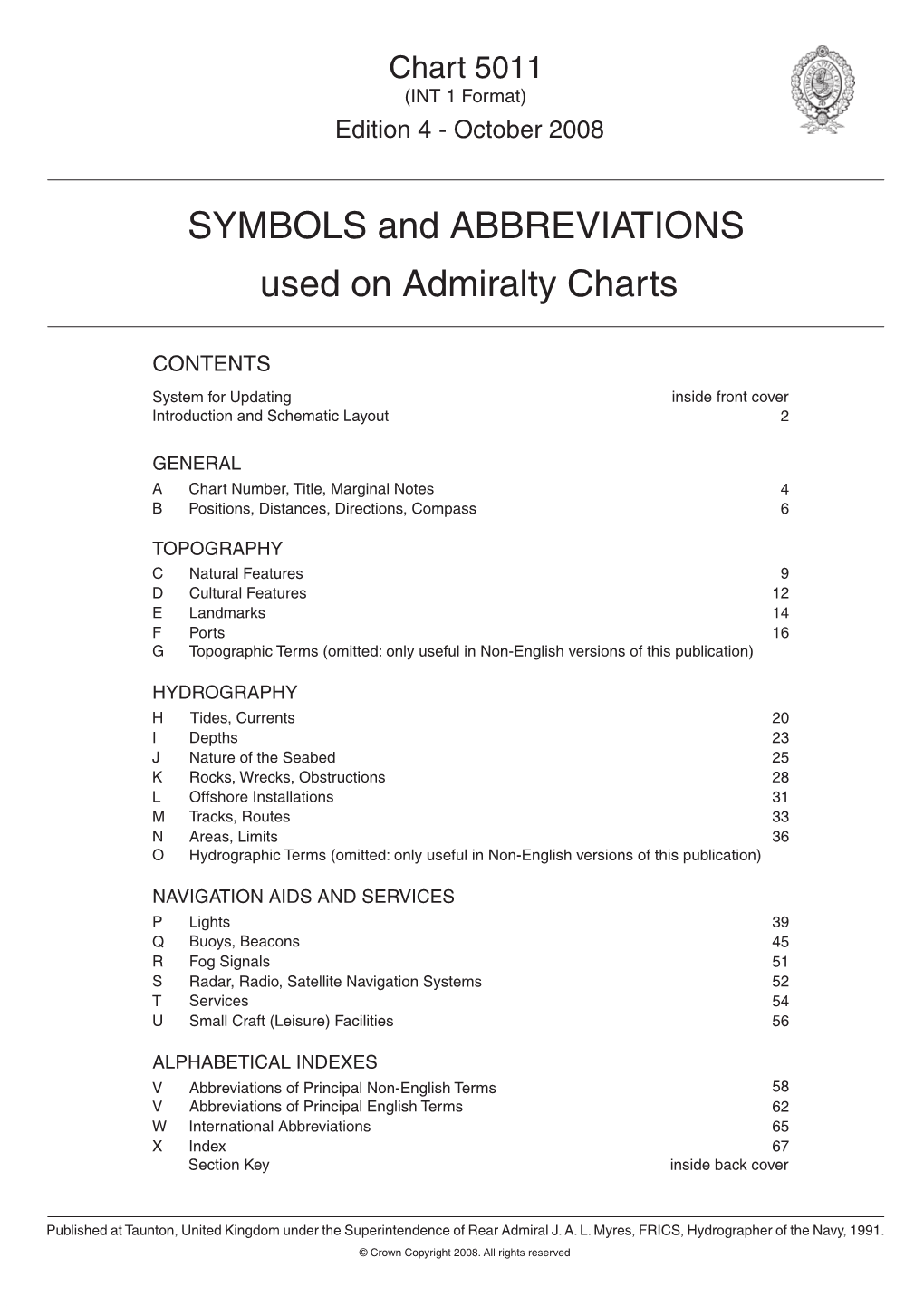 SYMBOLS and ABBREVIATIONS Used on Admiralty Charts