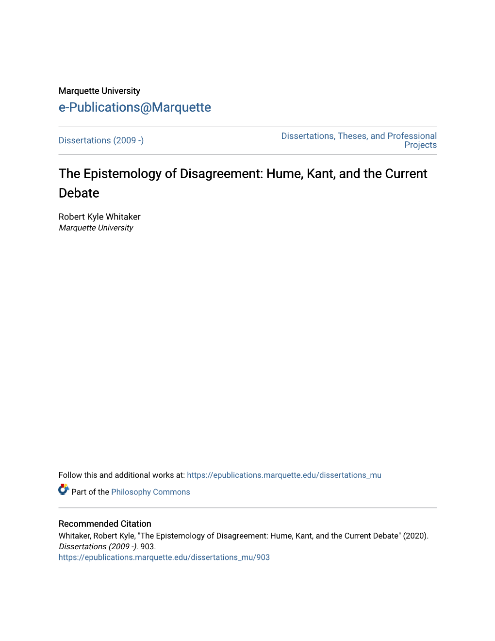 The Epistemology of Disagreement: Hume, Kant, and the Current Debate