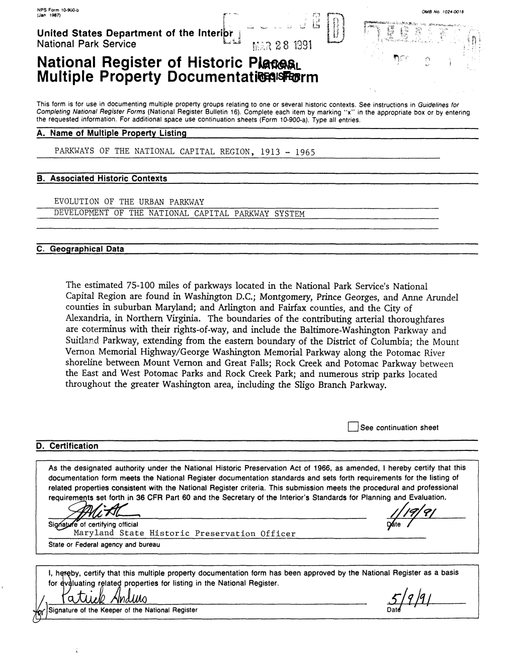 Natonal Register of Historic Multiple Property