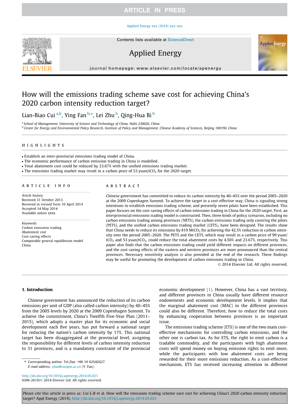 How Will the Emissions Trading Scheme Save Cost for Achieving