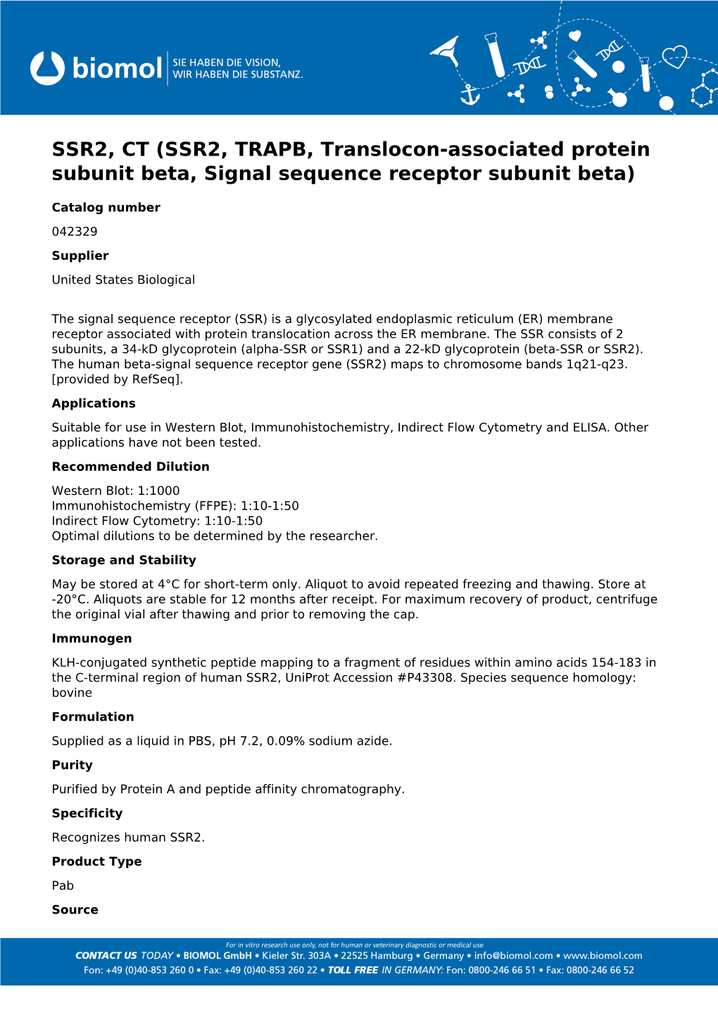 Usbiological Datasheet