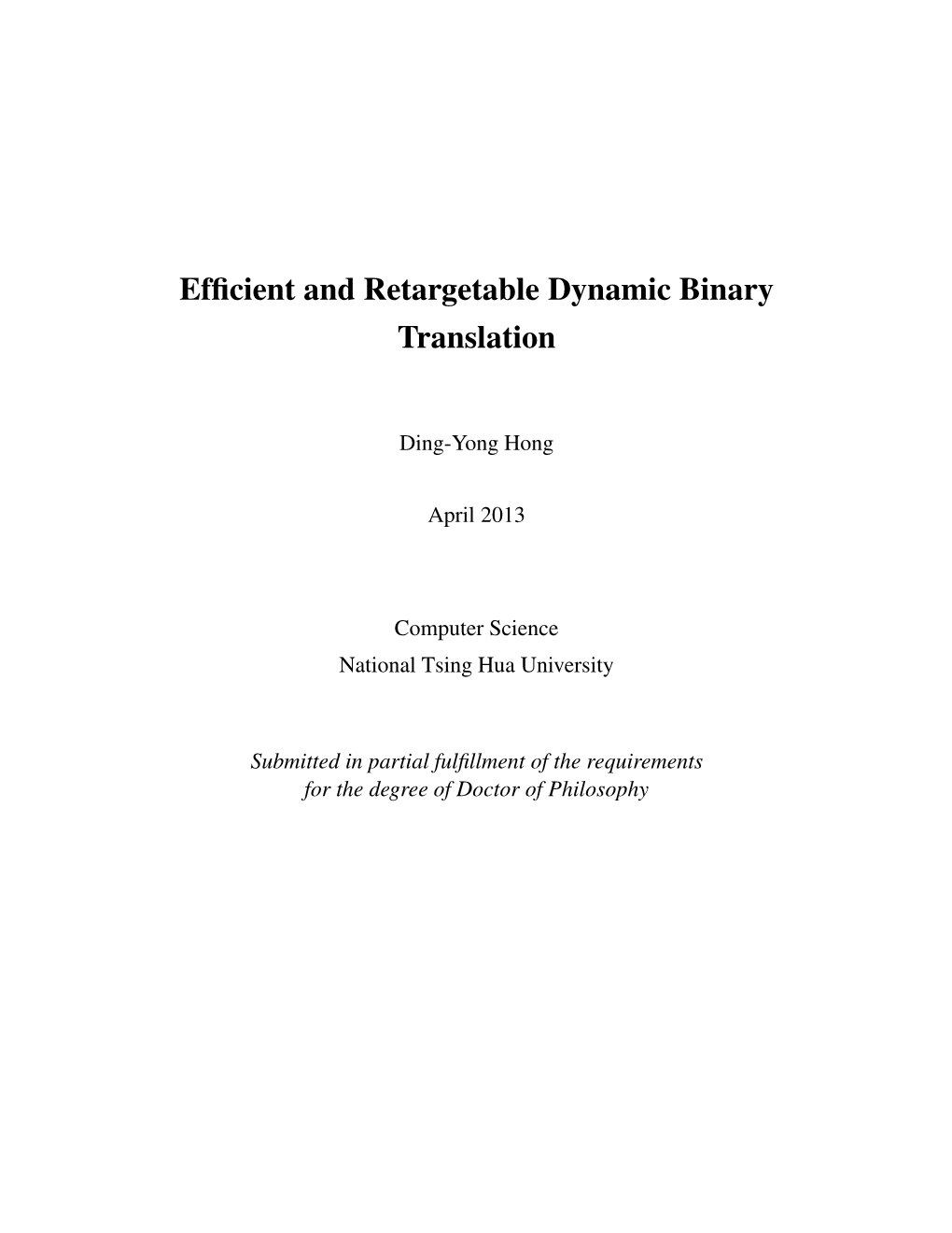 Efficient and Retargetable Dynamic Binary Translation