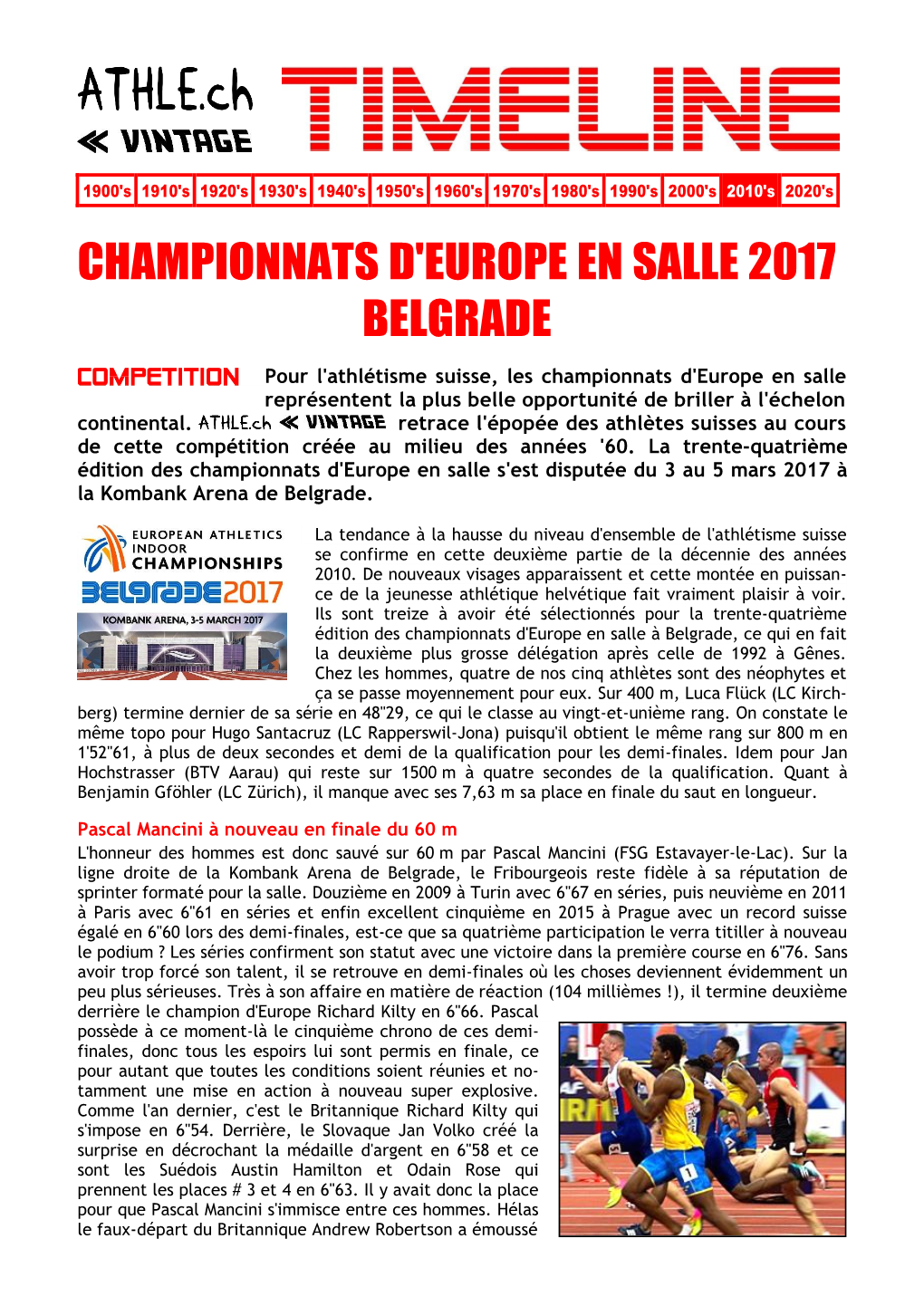 Championnats D'europe En Salle 2017 Belgrade