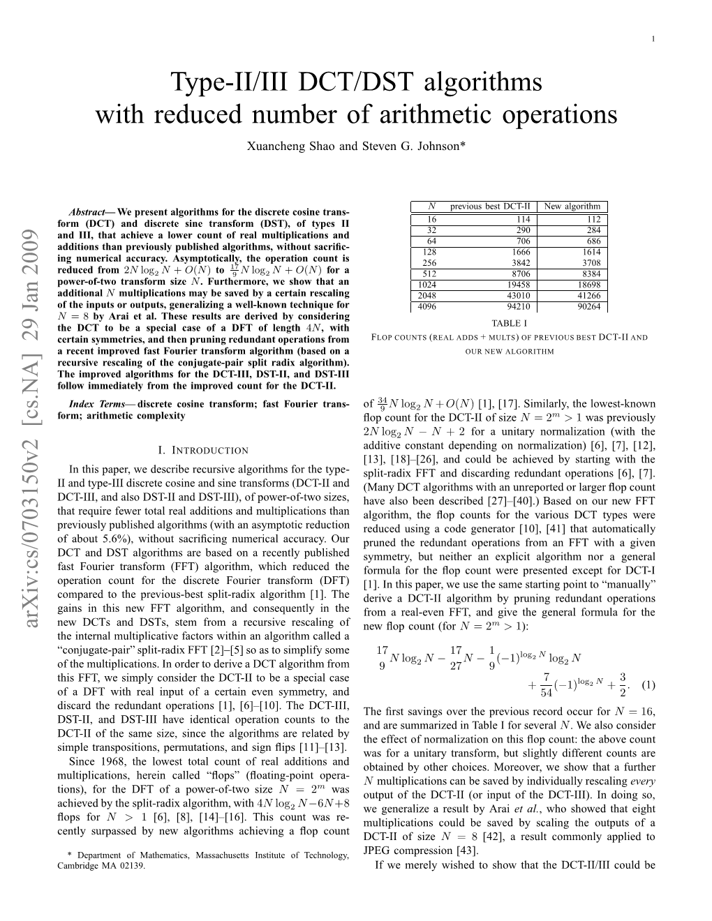 Type-II/III DCT/DST Algorithms with Reduced Number of Arithmetic