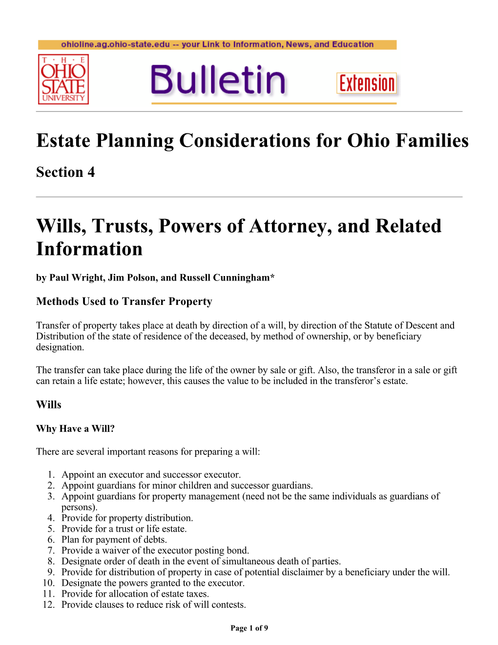 Estate Planning Considerations for Ohio Families Wills, Trusts, Powers
