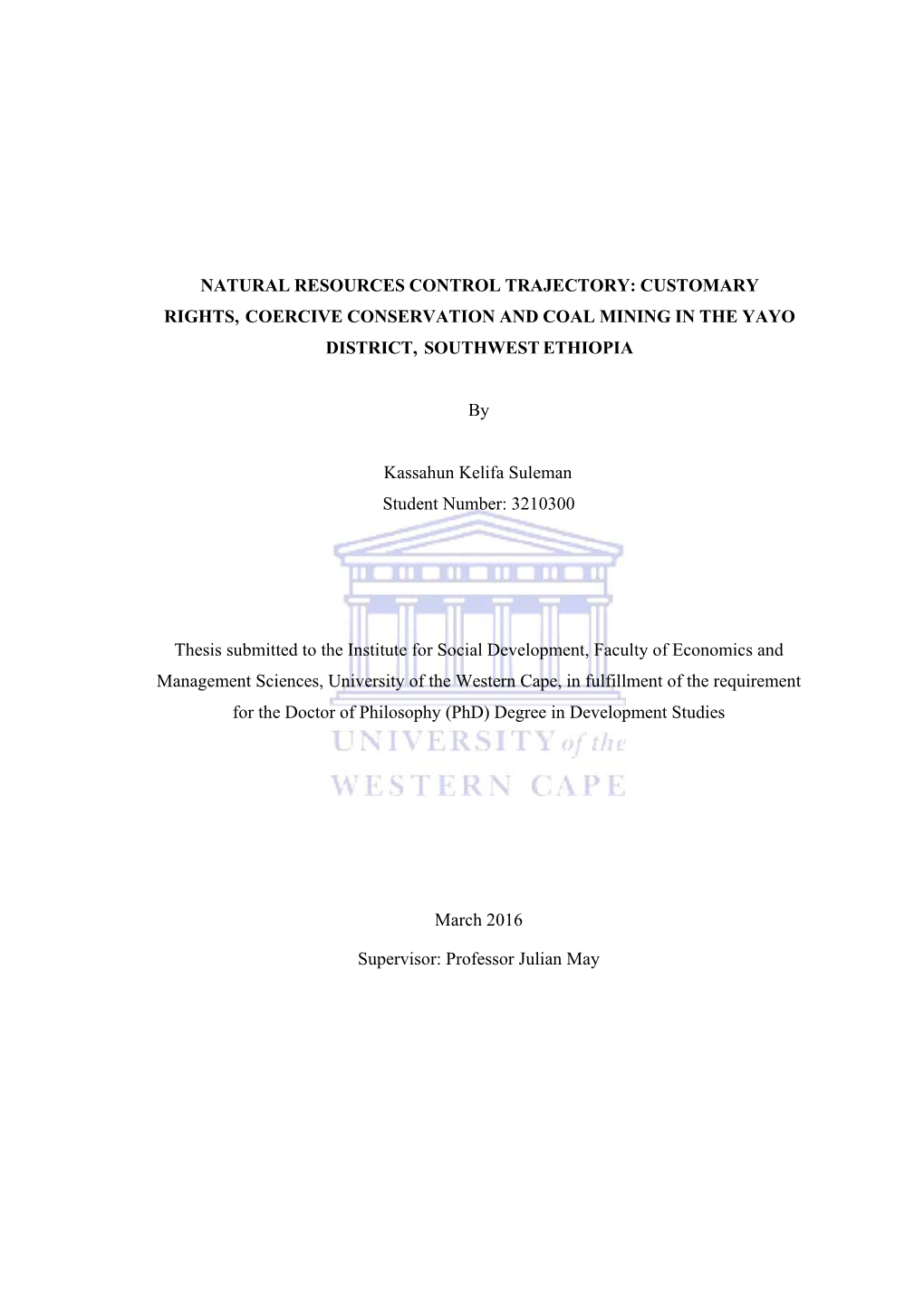 Customary Rights, Coercive Conservation and Coal Mining in the Yayo District, Southwest Ethiopia